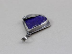 chileart lapis lazuli srebro liść kropla kwiat wisior oksydowany